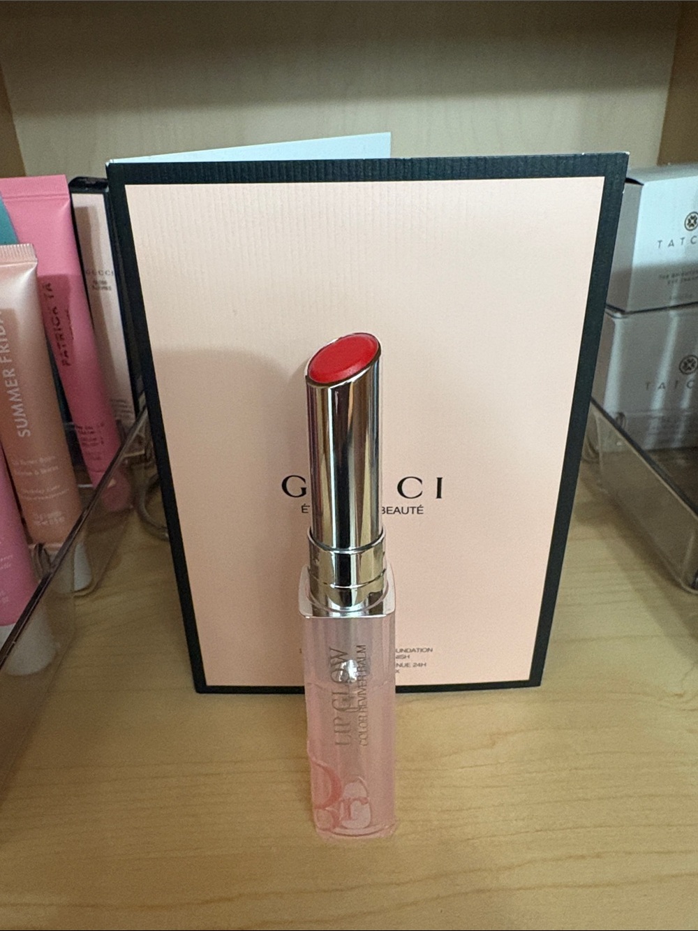 Dior Lipbalm in Bright Red with Pink Tube